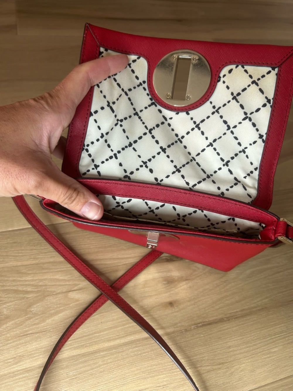 kate spade Red Leather Crossbody with Polished Turn-Lock - Picture 4 of 6